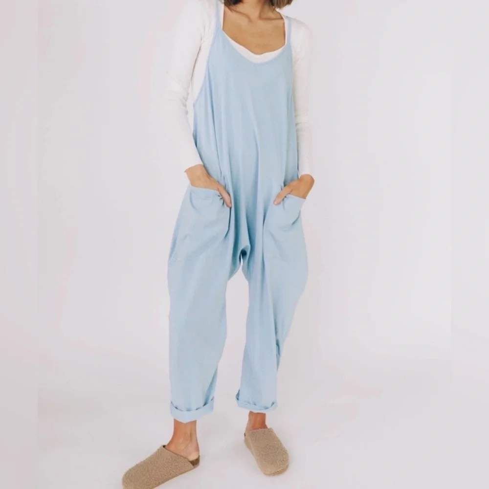 Free People FP Movement Hot Shot Jumpsuit Pants Romper Mediterranean Blue XS NWT - Picture 6 of 16